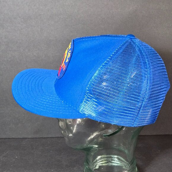 Vintage 1991 Chevron USA Fire Training Blue Mesh Trucker Hat Snapback Adjustable - Picture 5 of 8